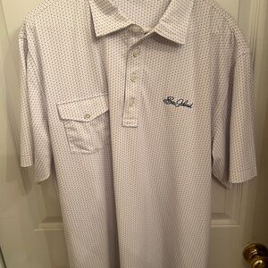Peter Millar White Polo with Navy Dots Sea Island